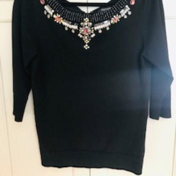 White House Black Market Rhinestone Silk Sweater - Picture 4 of 8